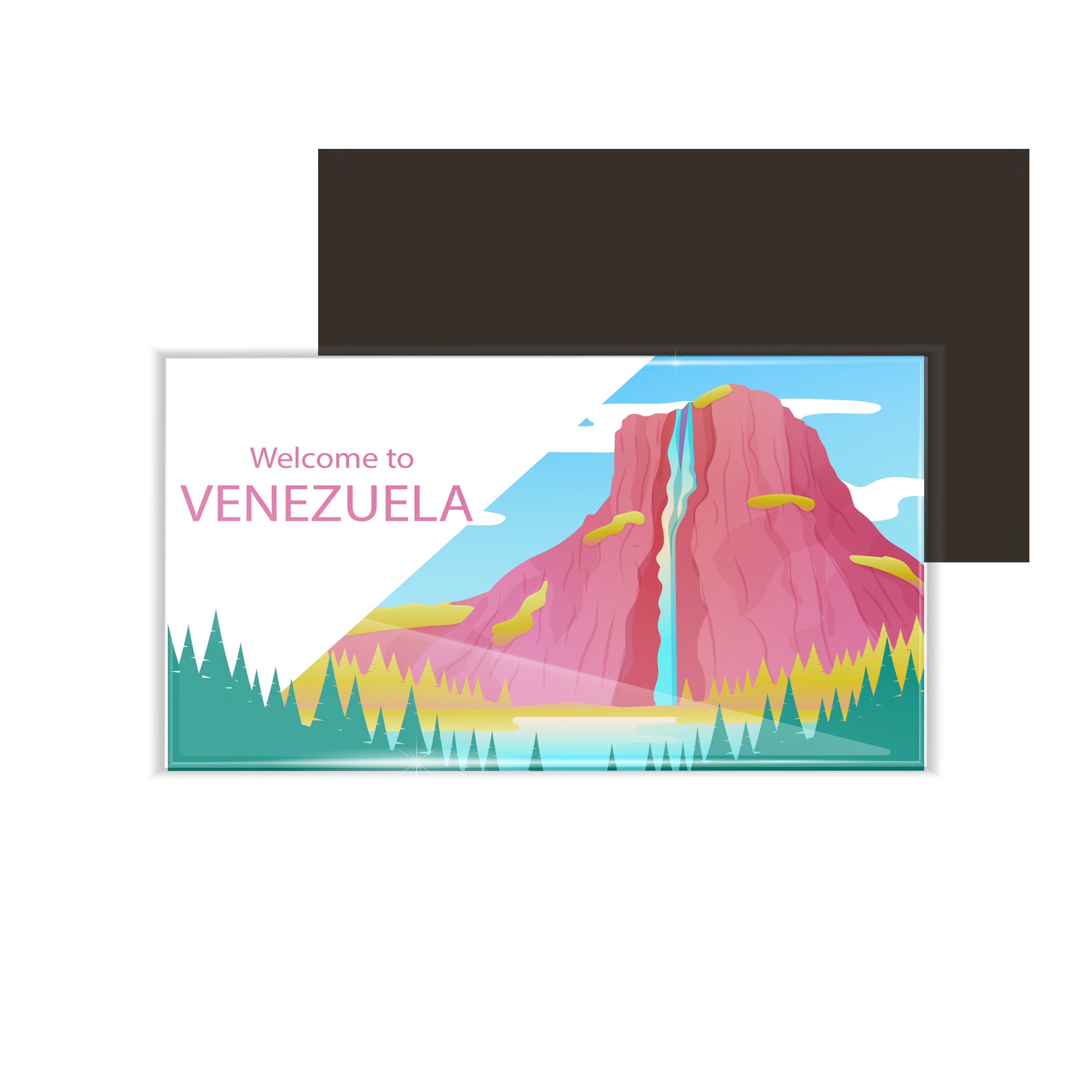 dhcrafts Fridge Magnet Rectangle Acrylic Glass (8.6 x 5.4 cm) Multicolor Travel Venezuela D1 Design Pack of 1